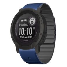 Per Garmin Instinct 2 / Instinct Dual Color Magnetic Quick Release 22mm Cinturino in silicone (blu scuro+nero)