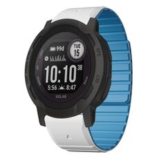 Per Garmin Instinct 2 / Instinct Dual Color Magnetic Quick Release 22mm Cinturino in silicone (bianco+azzurro cielo)