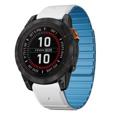 Per Garmin Fenix ​​7 / Fenix ​​7 Pro Dual Color Magnetic Quick Release 22mm Cinturino in silicone (bianco+azzurro cielo)