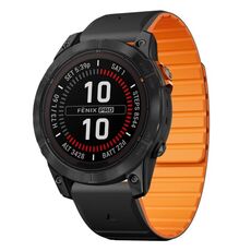 Per Garmin Fenix ​​7 / Fenix ​​7 Pro Dual Color Magnetic Quick Release 22mm Cinturino in silicone (nero+arancione)