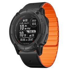 Per Garmin Instinct 2X Dual Color Magnetic Quick Release 26mm Cinturino in silicone per orologio (nero+arancione)
