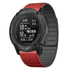 Per Garmin Instinct 2X cinturino in silicone magnetico a sgancio rapido da 26 mm bicolore (rosso+nero)
