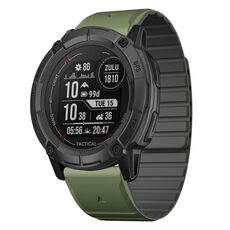 Per Garmin Instinct 2X cinturino in silicone magnetico a sgancio rapido da 26 mm bicolore (verde+nero)
