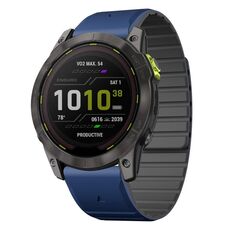 Per Garmin Enduro 2 / Enduro Dual Color Magnetic Quick Release 26mm Cinturino in silicone (blu scuro+nero)