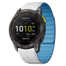 Per Garmin Enduro 2 / Enduro Dual Color Magnetic Quick Release 26mm Cinturino in silicone (bianco+azzurro cielo)