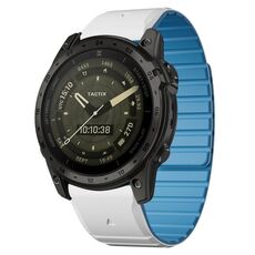 Per Garmin Tactix 7 / Tactix DELTA Dual Color Magnetic Quick Release 26mm Cinturino in silicone (bianco+azzurro cielo)