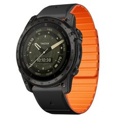 Per Garmin Tactix 7 / Tactix DELTA Dual Color Magnetic Quick Release 26mm Cinturino in silicone (nero+arancione)