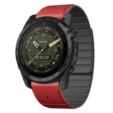 Per Garmin Tactix 7 / Tactix DELTA Dual Color Magnetic Quick Release 26mm Cinturino in silicone (rosso+nero)