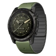 Per Garmin Tactix 7 / Tactix DELTA Dual Color Magnetic Quick Release 26mm Cinturino in silicone per orologio (verde+nero)