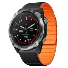 Per Garmin Descent MK1 / MK2 / MK2i cinturino in silicone magnetico a sgancio rapido bicolore da 26 mm (nero + arancione)