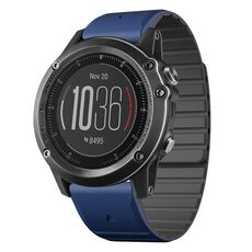 Per Garmin Fenix ​​3 / Fenix ​​3 HR cinturino in silicone magnetico a sgancio rapido da 26 mm bicolore (blu scuro + nero)