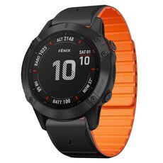 Per Garmin Fenix ​​6X / 6X Pro cinturino in silicone magnetico a sgancio rapido da 26 mm bicolore (nero + arancione)