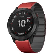 Per Garmin Fenix ​​6X / 6X Pro cinturino in silicone magnetico a sgancio rapido da 26 mm bicolore (rosso + nero)