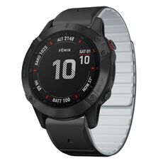 Per Garmin Fenix ​​6X / 6X Pro cinturino in silicone magnetico a sgancio rapido da 26 mm bicolore (nero + grigio)