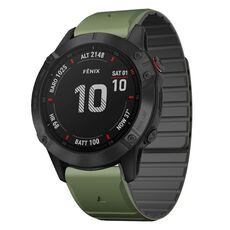 Per Garmin Fenix ​​6X / 6X Pro cinturino in silicone magnetico a sgancio rapido da 26 mm bicolore (verde + nero)