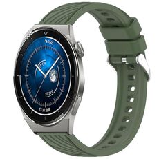 Per Huawei Watch GT 3 Pro 43mm Cinturino in silicone con trama a strisce da 20mm (verde scuro)