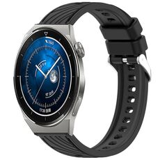 Per Huawei Watch GT 3 Pro 43mm Cinturino in silicone con trama a strisce da 20mm (nero)