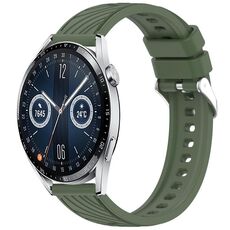 Per Huawei Watch GT 3 42mm Cinturino in silicone con trama a strisce da 20mm (verde scuro)