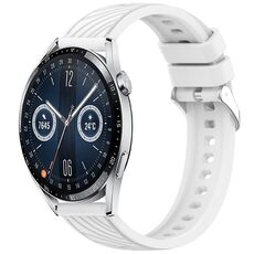Per Huawei Watch GT 3 42mm Cinturino in silicone con trama a strisce da 20mm (bianco)