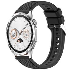 Per Huawei Watch GT 4 46mm Cinturino in silicone con trama a strisce da 22mm (nero)
