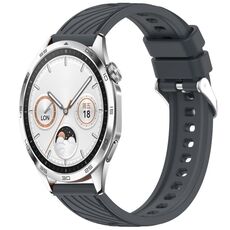 Per Huawei Watch GT 4 46mm Cinturino in silicone con trama a strisce da 22mm (grigio scuro)
