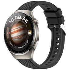 Per Huawei Watch 4 Cinturino in silicone con trama a strisce da 22 mm (nero)