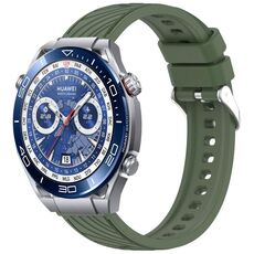 Per Huawei Watch Ultimate Stripe Texture cinturino in silicone da 22 mm (verde scuro)