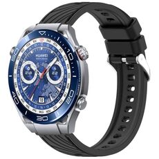 Per Huawei Watch Ultimate Stripe Texture cinturino in silicone da 22 mm (nero)