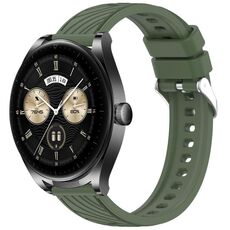 Per Huawei Watch Buds Stripe Texture 22mm Cinturino in silicone (verde scuro)