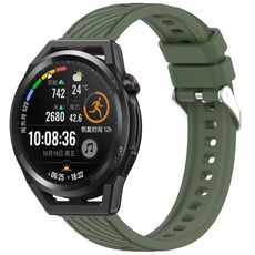 Per Huawei Watch GT Runner Stripe Texture cinturino in silicone da 22 mm (verde scuro)