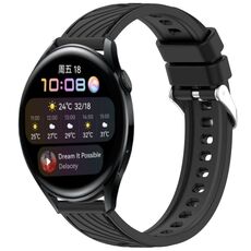 Per Huawei Watch 3 Cinturino in silicone con trama a strisce da 22 mm (nero)