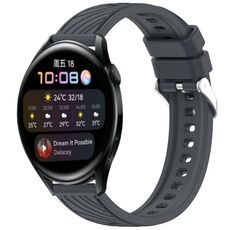 Per Huawei Watch 3 Cinturino in silicone con trama a strisce da 22 mm (grigio scuro)