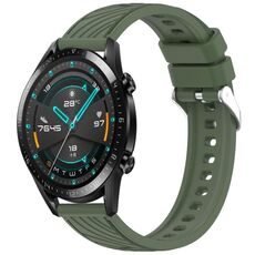 Per Huawei GT2 46mm Stripe Texture 22mm Cinturino in silicone (verde scuro)