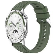 Per Huawei Watch GT 5 46mm Cinturino in silicone con trama a strisce da 22mm (verde scuro)