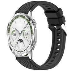 Per Huawei Watch GT 5 46mm Cinturino in silicone con trama a strisce da 22mm (nero)