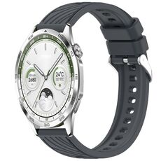Per Huawei Watch GT 5 46mm Cinturino in silicone con trama a strisce da 22mm (grigio scuro)