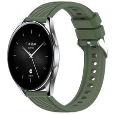 Per Xiaomi Watch S2 42/46mm Cinturino in silicone con trama a strisce da 22mm (verde scuro)