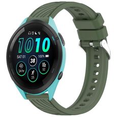 Per Garmin Forerunner 265 Stripe Texture 22mm Cinturino in silicone (verde scuro)