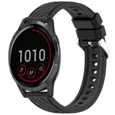 Per Garmin Vivoactive 4 Cinturino in silicone con texture a strisce da 22 mm (nero)