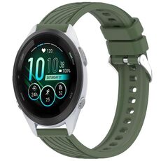 Per Garmin Forerunner 265S Music Stripe Texture cinturino in silicone da 18 mm (verde scuro)
