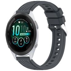 Per Garmin Forerunner 265S Music Stripe Texture cinturino in silicone da 18 mm (grigio scuro)