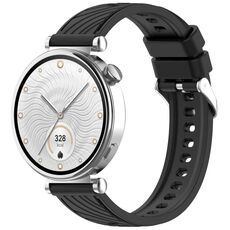 Per Huawei Watch GT 5 41mm Cinturino in silicone con trama a strisce da 18mm (nero)