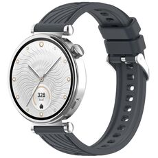 Per Huawei Watch GT 5 41mm Cinturino in silicone con trama a strisce da 18mm (grigio scuro)
