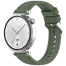 Per Huawei Watch GT 4 41mm Cinturino in silicone con trama a strisce da 18mm (verde scuro)