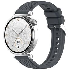 Per Huawei Watch GT 4 41mm Cinturino in silicone con trama a strisce da 18mm (grigio scuro)
