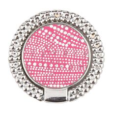 Supporto ad anello per cellulare in metallo con diamante Flash (argento + rosso rosa)