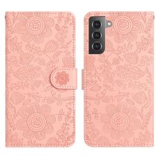 Per Samsung Galaxy S22+ 5G Custodia in pelle con motivo floreale in rilievo (rosa)