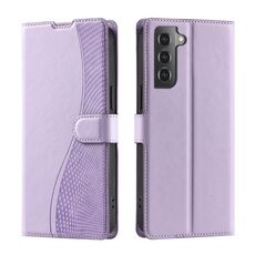 Per Samsung Galaxy S22 5G Voltage Custodia per telefono in pelle ultra sottile a pois (viola)