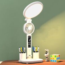 Modello di ricarica 3200mAH con ventola Lampada da scrivania rotonda Studio Lettura Pieghevole Lampada di protezione per gli occhi da comodino intelligente