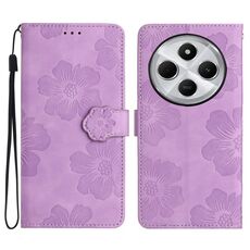 Per Redmi 14C 4G Custodia in pelle con motivo a rilievo floreale (viola)